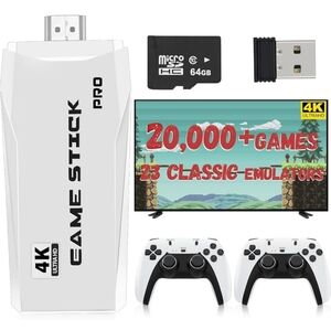 4K Retro Game Console Stick 20,000+ Games Dual Wireless Controllers NEW